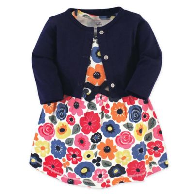 Touched by Nature Size 3-6M 2-Piece Ditsy Floral Organic Cotton Dress and Cardigan Set