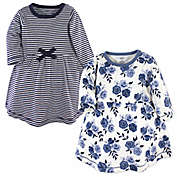 Touched by Nature 2-Piece Floral Organic Cotton Dress and Cardigan Set in Navy