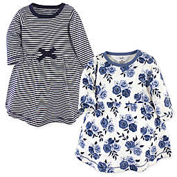Touched by Nature Size 6-9M 2-Piece Floral Organic Cotton Dress and Cardigan Set in Navy
