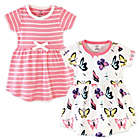 Alternate image 0 for Touched by Nature Size 6-9M 2-Pack Butterflies, Dragonflies, and Stripes Organic Cotton Dresses