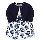 Alternate image 0 for Touched by Nature Size 12-18M 2-Piece Floral Organic Cotton Dress and Cardigan Set in Blue