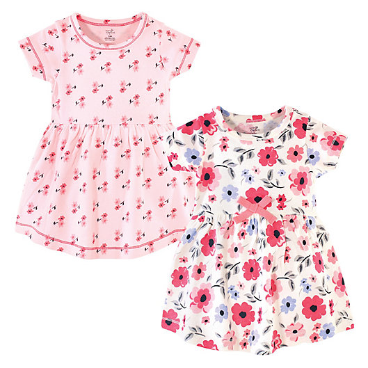 Alternate image 1 for Touched by Nature Size 12-18M 2-Pack Coral Garden Organic Cotton Dresses