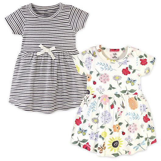 Alternate image 1 for Touched by Nature Size 12-18M 2-Pack Flutter Garden Organic Cotton Dresses in Grey