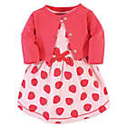 Alternate image 0 for Touched by Nature Size 18-24M 2-Piece Strawberries Organic Cotton Dress and Cardigan Set in Red