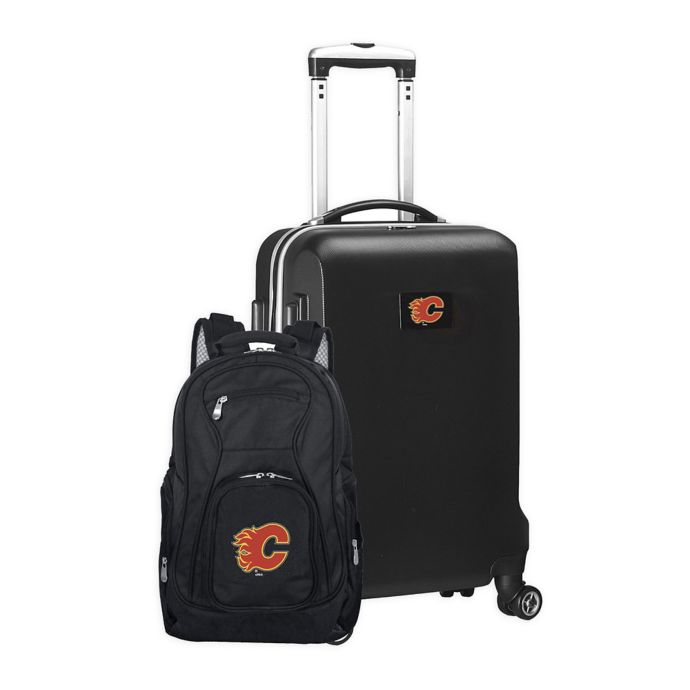 NHL Calgary Flames 2Piece Backpack and Carry On Luggage Set in Black