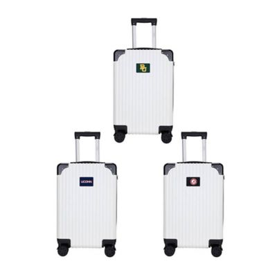 white hardside luggage