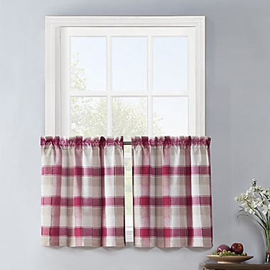 Colordrift Lloyd Stitch 2-Pack 24-Inch Rod Pocket Window Curtain Tiers in Red. View a larger version of this product image.