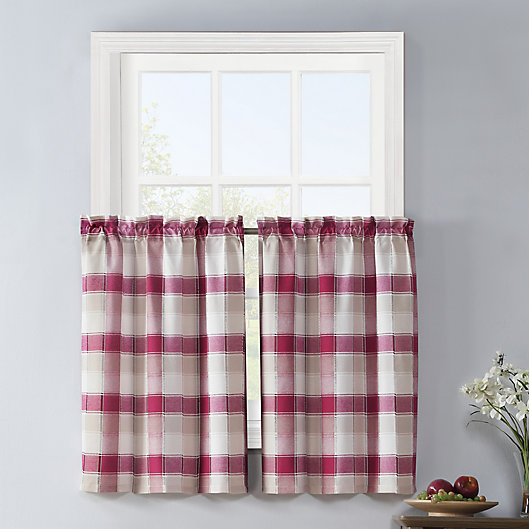 Alternate image 1 for Colordrift Lloyd Stitch 2-Pack Rod Pocket Window Curtain Tiers in Red