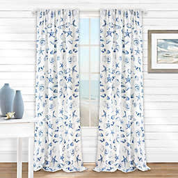 Sealife Seashell 84-Inch Rod Pocket Window Curtain Panel in Blue (Single)