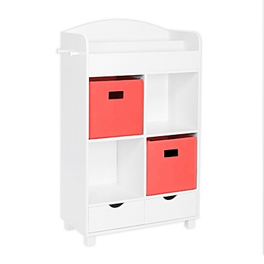RiverRidge&reg; Home Book Nook Kids Cubby Storage Cabinet with Bins in Coral. View a larger version of this product image.
