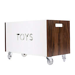 Nico & Yeye Rolling Toy Box Chest in White/Walnut