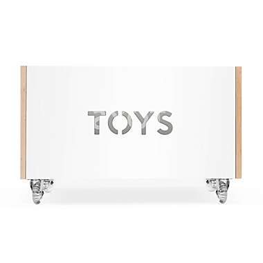 Nico &amp; Yeye Rolling Toy Box Chest in White/Birch. View a larger version of this product image.