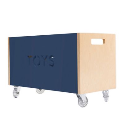 Nico &amp; Yeye Rolling Toy Box Chest in Deep Blue/Birch