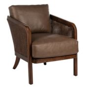 SAFAVIEH Caruso Leather Cushioned Barrel Back Chair