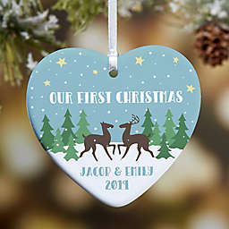 Nordic Noel 1st Christmas Glossy 3.25-Inch 1-Sided Personalized Heart Ornament
