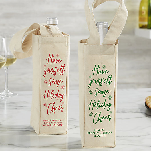 Alternate image 1 for Have Yourself Some Holiday Cheer Personalized Wine Tote Bag