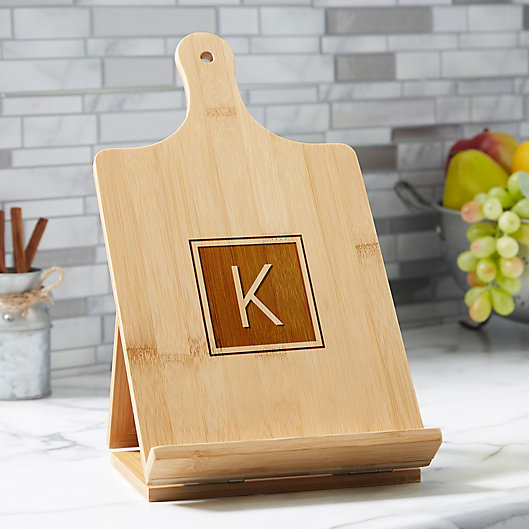 Alternate image 1 for Classic Celebrations Personalized Bamboo Cookbook & Tablet Stand