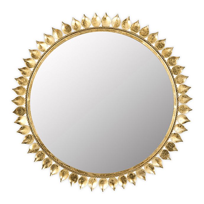 Safavieh Leaf Crown 26 5 Inch Sunburst Mirror In Gold Bed Bath Beyond - Sunburst Decorative Wall Mirror Gold Safavieh