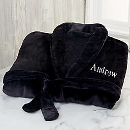 Just For Him Personalized Luxury Fleece Robe in Black