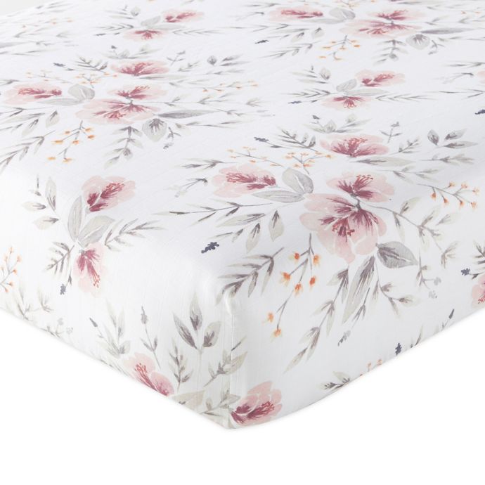 Levtex Baby Adeline Floral Fitted Crib Sheet In Blush Grey