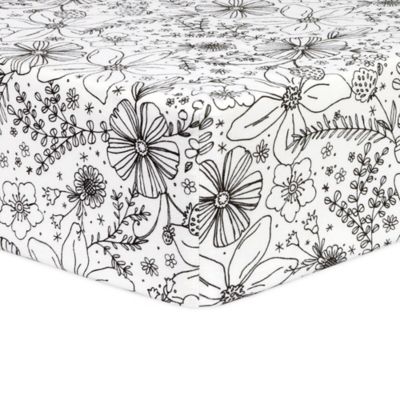 black floral crib sheet