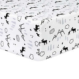 Trend Lab® Moose Flannel Fitted Crib Sheet in Black/Grey
