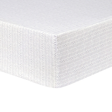 Trend Lab&reg; Herringbone Fitted Flannel Crib Sheet in Grey/White. View a larger version of this product image.