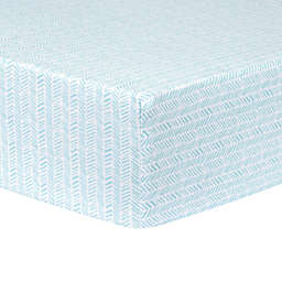 Trend Lab® Herringbone Fitted Flannel Crib Sheet in Aqua/White