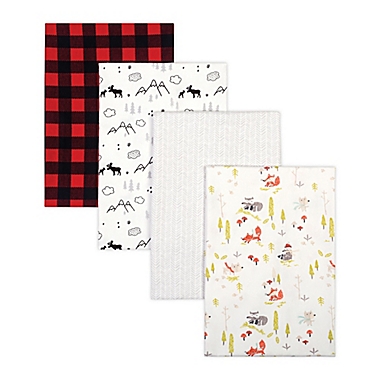Trend Lab&reg; 4-Pack Woodland Buffalo Flannel Receiving Blankets in Red/Black. View a larger version of this product image.