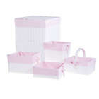 Alternate image 0 for Bee &amp; Coco 5-Piece Wicker Lined Hamper Storage Set in White/Pink