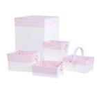 Alternate image 0 for Bee &amp; Coco 5-Piece Wicker Lined Hamper Storage Set in White/Pink