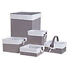Alternate image 0 for Bee &amp; Coco 5-Piece Wicker Lined Hamper Storage Set in Grey/White