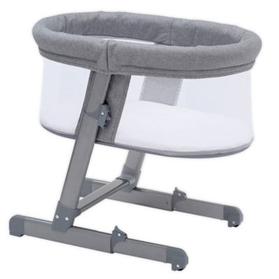 Simmons Kids City Sleeper Oval Bassinet in Grey with Quilted Mattress by Delta Children