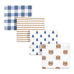hudson baby 4-Pack Camping Bear Cotton Receiving Blanket in Blue