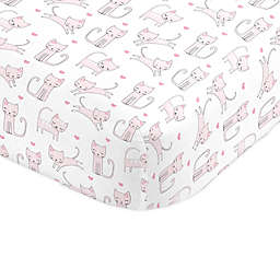 NoJo® Purrdy Kitty Cat Mini Crib Sheet in Pink