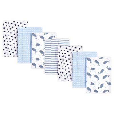 Hudson Baby 7-Pack Narwhal Burp Cloth Set In Blue