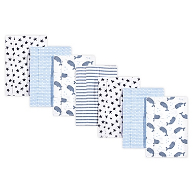 Hudson Baby&reg; 7-Pack Narwhal Burp Cloth Set in Blue. View a larger version of this product image.