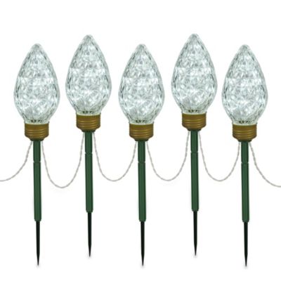 Vickerman 100-Light Clear Faceted Lawn Stakes (Set of 5)