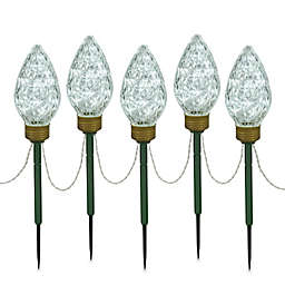 Vickerman 100-Light Clear Faceted Lawn Stakes (Set of 5)