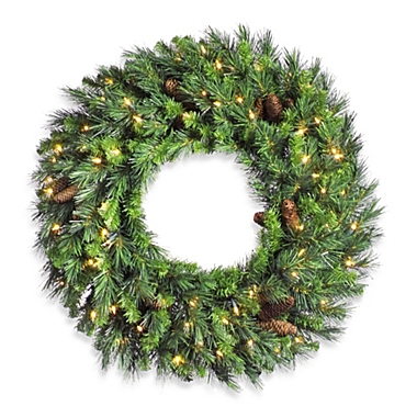 Vickerman 36-Inch Cheyenne Pine Pre-Lit Wreath with Clear Lights. View a larger version of this product image.