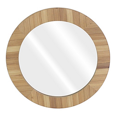 Global Caravan&trade; 26-Inch Round Wood Frame Mirror in Natural. View a larger version of this product image.