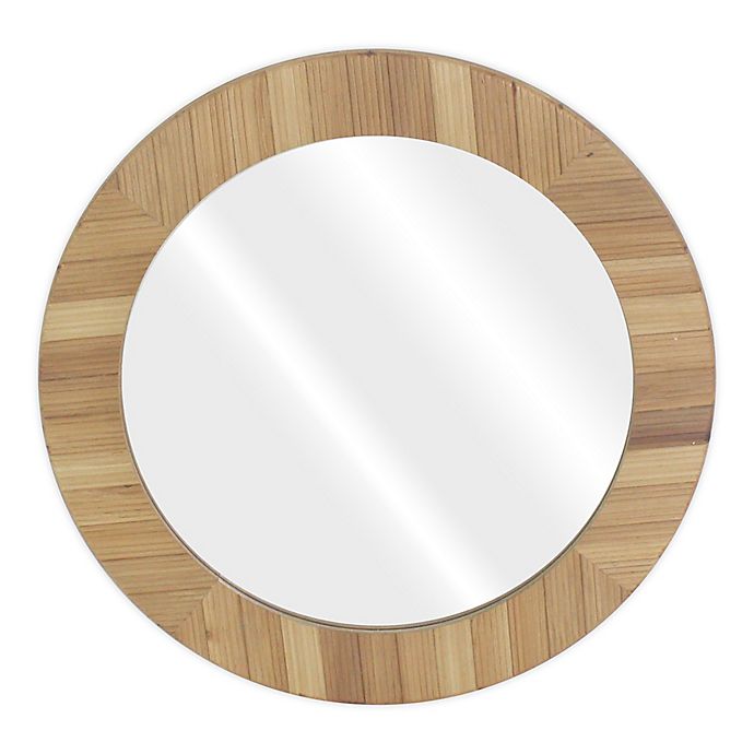 Round Wood Frame Mirror In Natural, Round Mirror With Natural Wood Frame