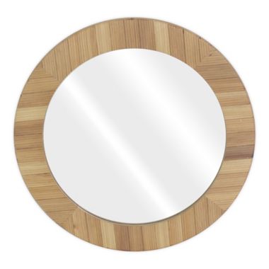 Global Caravan&trade; 26-Inch Round Wood Frame Mirror in Natural. View a larger version of this product image.