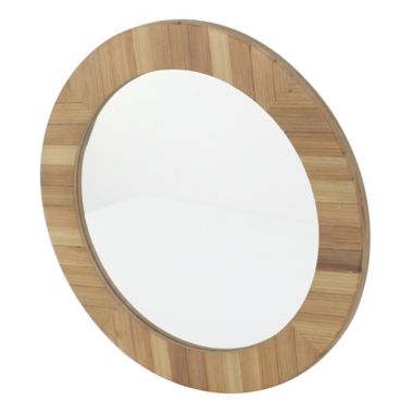 Global Caravan&trade; 26-Inch Round Wood Frame Mirror in Natural. View a larger version of this product image.