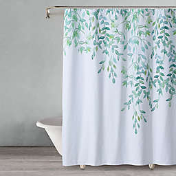 Style Quarters Laurel Shower Curtain in White/Green