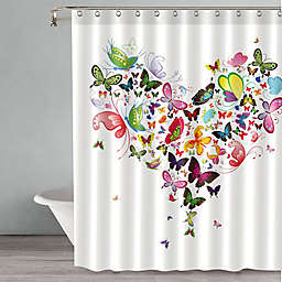 Popular Bath Butterfly Heart Shower Curtain