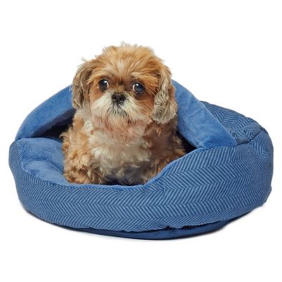 Dog Bed Precious Tails Navy Blue Round Mini Tufted Pet Bed Sofa Cuddler