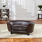 Alternate image 1 for Enchanted Home&trade; Pet Faux Leather Small Pet Sofa Bed in Brown