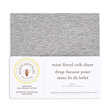 Burt&#39;s Bees Baby&trade; Organic Cotton Mini Fitted Crib Sheet in Heather Grey. View a larger version of this product image.