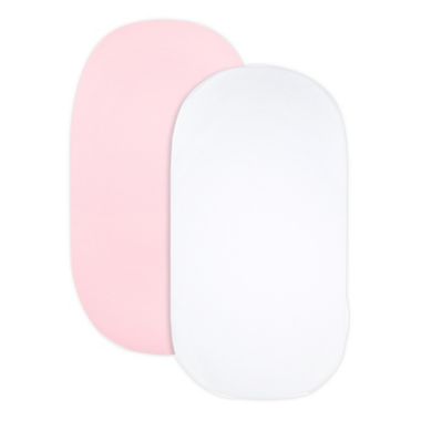 Burt's Bees Baby&reg; 2-Pack Organic Cotton Bassinet Sheet in Pink &amp; White. View a larger version of this product image.